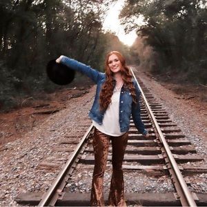 Copper Rock And Roll Cowgirl Velvet Flares